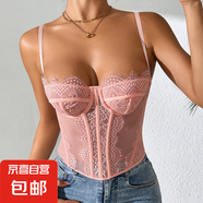 新款吊帶背心純欲風(fēng)蕾絲性感打底內(nèi)搭修身短款魚(yú)骨辣妹百搭上衣 粉色 XL