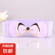 新款時尚百搭皮帶韓版女士腰帶 蝴蝶結(jié)松緊帶腰封 廠家腰帶批發(fā) 紫色