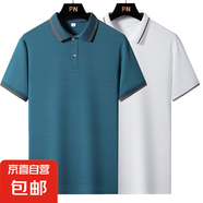 宇盛斯特短袖t恤男翻領(lǐng)純色商務(wù)休閑半袖衫男上衣polo衫夏季新款 321湖蘭+白色 3XL