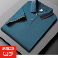 宇盛斯特短袖t恤男翻領(lǐng)純色商務(wù)休閑半袖衫男上衣polo衫夏季新款 321湖藍(lán)色 2XL