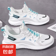 男鞋運動(dòng)鞋新款春夏季透氣網(wǎng)面健步休閑鞋潮流百搭輕便跑步鞋 Y-366 白色 43