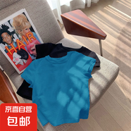 彈力純棉短袖t恤女春夏2025新款內(nèi)搭修身體恤基礎(chǔ)正肩上衣888 孔雀藍(lán)色 XL 建議110-125斤