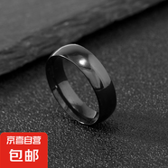 不銹鋼飾品簡約亮光面6mm內(nèi)外圓弧鈦鋼戒指情侶戒指 黑色
