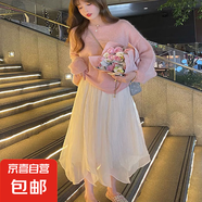 2025春季新款仙女裙不規(guī)則網(wǎng)紗裙半身裙女高級感裙子慵懶A字長裙 1303【杏色】 L 【推薦110-125斤】