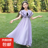 女童夏裝2025新款連衣裙女大童夏季童裝裙子夏天小女孩洋氣公主裙 紫色 160