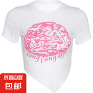 跨境女裝歐美INS 時(shí)尚潮流尖尖下擺印花T恤春夏印花上衣 白色 L