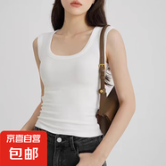 修身顯瘦吊帶背心女2025年夏季新款百搭大碼胖MM無(wú)袖短款打底上衣 K10-白色 XL 建議體重115-130斤