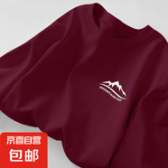 220克純棉新款夏季簡(jiǎn)約印花短袖t恤男潮牌圓領(lǐng)百搭休閑上衣B701YL 酒紅色【3544】 2XL