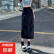【品牌同款】美式工裝裙辣妹夏季中長(zhǎng)裙休閑半身裙2025最新款裙子 黑色 2XL