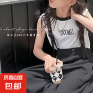 韓國(guó)童裝女童背帶短褲套裝兒童時(shí)髦兩件套洋氣可愛(ài)夏裝2025新款潮 黑色 160