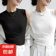 夏季內(nèi)搭夏寬肩坎袖無袖上衣服外穿高級感新款潮流百搭打底背心女 K11-黑色+白色 L 建議95-110斤
