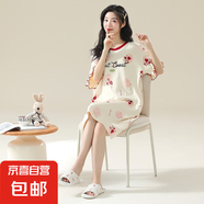 睡裙女夏季純棉女士短袖睡衣女款夏天2025新款連衣裙寬松孕婦可穿 Z634 M