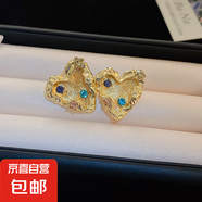 銀針中古圓形花朵流蘇耳環(huán)歐美復(fù)古金屬感耳釘氣質(zhì)輕奢耳飾批發(fā)女 95#銀針-金色愛心