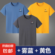 啄木鳥100純棉男士短袖t恤純色圓領(lǐng)夏季薄款打底衫中青年潮流男裝 灰色+霧藍(lán)+黃色【三件裝】 XL