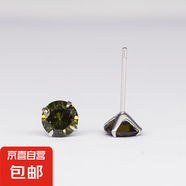 925純銀四爪鋯石耳釘女極簡約ins水晶生辰石養(yǎng)耳洞耳環(huán)跨境耳飾品 橄欖綠鋯【八月】 925耳釘7mm配膠堵