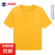 NASA GISS夏季純棉男女寬松休閑短袖T恤情侶潮流百搭ins圓領(lǐng)半袖 黃色 2XL 155-170斤