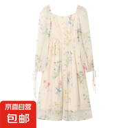 新款溫柔碎花法式方領(lǐng)收腰連衣裙Z0020 圖片色 S 【100斤以下】