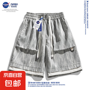 NASA BASE短褲男夏季寬松大碼五分褲美式潮流胖子運動百搭休閑褲 YL1503-杏色 2XL