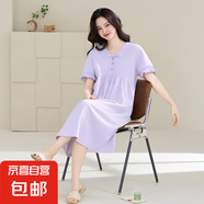 睡裙女士夏季純棉2025新款短袖寬松加大碼胖mm田園風(fēng)碎花長款裙子 Z31011 XL