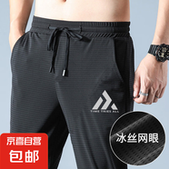夏季運動(dòng)短褲男冰絲網(wǎng)眼透氣五分褲男士寬松大碼運動(dòng)休閑褲大褲衩 金字塔【蝴網(wǎng)長(cháng)褲】 L 建議100-115斤