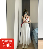 法式初戀白色吊帶連衣裙子女夏季2025新款高級(jí)感氣質(zhì)收腰仙女長(zhǎng)裙 白色 XL