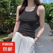2025夏季新款設計感無(wú)袖吊帶背心女胖mm顯瘦收腰外穿別致百搭上衣 K10-深灰色 2XL 建議體重130-150斤