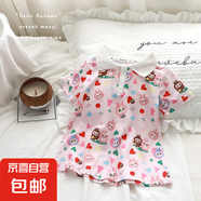 兒童連衣裙女童夏季POLO裙中大童短袖滿印裙子寶寶時(shí)尚度假裙 滿印粉 80 碼建議身高60-70cm