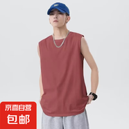 背心男坎肩寬松潮流百搭ins純色上衣背心運(yùn)動(dòng)寬松上衣 磚紅 薄款 3XL