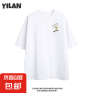 220克純棉簡(jiǎn)約短袖t恤女小眾體恤2025夏寬松小清新圓領(lǐng)上衣B701YL 1915白色 小白花K【細(xì)致】 M