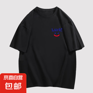 220克純棉2025新款夏印花卡通可愛男女情侶圓領(lǐng)休閑T恤短袖B701YL 黑色【2645】 L