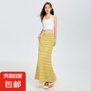 半身裙夏季法式小眾氣質(zhì)高腰顯瘦包臀魚尾長(zhǎng)裙子 黃色 XL