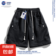 NASA BASE短褲男夏季寬松大碼五分褲美式潮流胖子運(yùn)動百搭休閑褲 YL1501-黑色 5XL