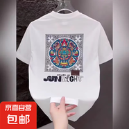 夏季純棉短袖t恤男透氣寬松大碼圓領(lǐng)印花半袖男士上衣打底衫潮TMB J3069白色 2XL 建議135-145斤