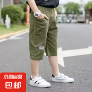 男童短褲夏季薄款兒童七分褲子2025夏裝新款中大童男孩休閑中褲潮 DD-DR21【綠色】 170
