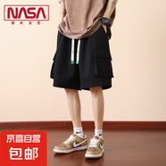 NASA BASE夏季薄款美式潮牌五分褲加肥大碼胖子純棉寬松工裝短褲 JYF-K301黑色 5XL