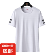 男女同款冰絲短袖T恤夏季薄款2025新款純色圓領(lǐng)夏天寬松速干上衣 女款 白色QY7802 L
