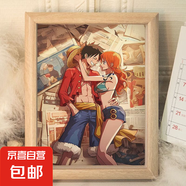 海賊王路飛索隆擺臺相框桌面擺件飾品二次元生日禮物ins裝飾畫框 路飛娜美 10寸