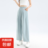 韓系奶奶褲女2025新款薄款腰休閑松緊腰高級感小個(gè)子奶芙哈倫褲 藍色-高個(gè)子款 XL