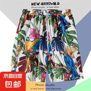夏季海邊度假褲衩男五分休閑運動大碼夏威夷短褲潮速干寬松沙灘褲 藍色 K2114花色 2XL