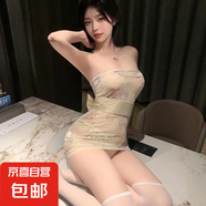 抹胸刺繡印花透視和服新中式古典性感包臀連衣裙純欲制服 米黃（不含襪）760 均碼