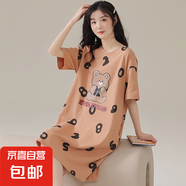 2025新款睡裙女士夏季短袖棉質(zhì)夏天薄款休閑條紋連衣裙睡衣家居服 A11688 M