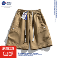 NASA BASE短褲男夏季寬松大碼五分褲美式潮流胖子運動百搭休閑褲 YL1501-焦糖 8XL