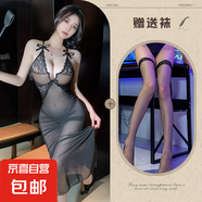 性感長裙情趣內(nèi)衣透視蕾絲連衣裙夜場OL職業(yè)制服夜店緊身 黑色+黑網(wǎng)襪 1150 均碼