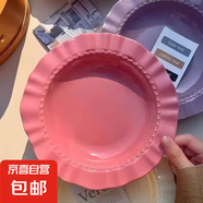 食品級(jí)草莓陶瓷餐盤可愛家用宿舍草帽盤蛋糕盤高顏值精致餐具碗盤 8.5英寸玫瑰紅草帽盤【一個(gè)裝】