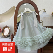 【女童連衣裙】夏季2025新款洋氣時尚女寶寶燕尾服背心甜美tutu 綠色 120 120cm