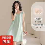 可外穿睡裙女士帶胸墊夏季純棉舒適背心睡衣中長裙寬松可外穿女夏 CKE-W6055-1LLA有胸墊 L