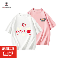 AEMAPE愛曼普夏季高端冰絲涼感短袖t恤男女寬松潮牌上衣【2件】 【2件】白色Ac034/粉色tj59右上 S 建議體重：80-95斤