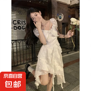 2025新款法式初戀不規(guī)則白色公主生日禮服連衣裙女夏季絕美小個(gè)子 白色 S