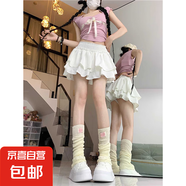 設計感荷葉邊黑色蛋糕裙女裝夏季芭蕾風短裙高腰半身裙白色蓬蓬裙 白色 S
