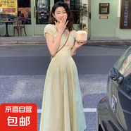 法式復(fù)古黃色連衣裙女2025夏季新款設(shè)計(jì)感小眾高級(jí)感收腰顯瘦1318 長(zhǎng)款 M 【100-110斤】